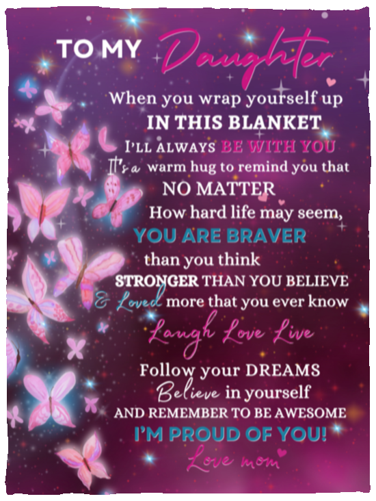 DAUGHTER BLANKET | GIRLS GIFT | PRETTY BUTTERFLY