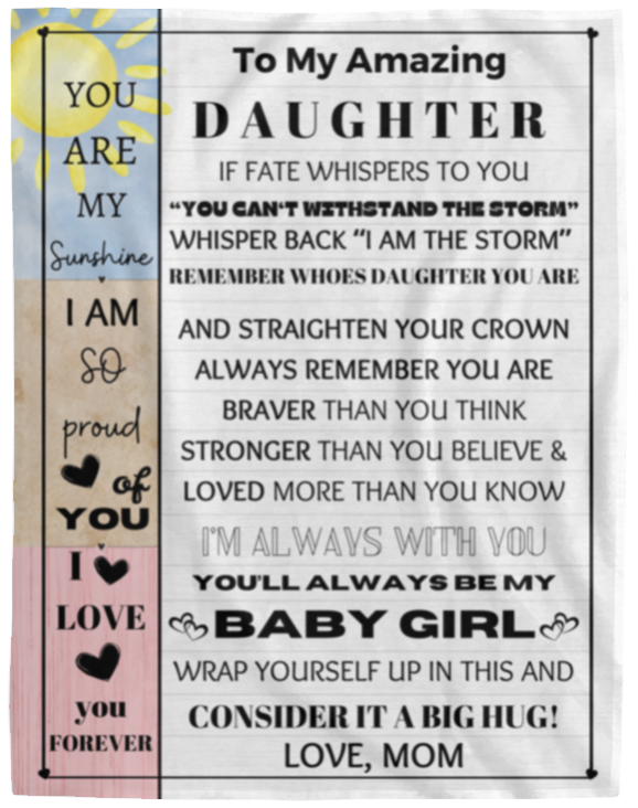 DAUGHTER BLANKET | GIRLS GIFT | MY SUNSHINE