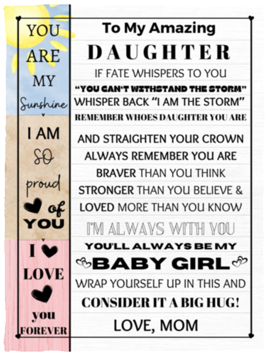 DAUGHTER BLANKET | GIRLS GIFT | MY SUNSHINE