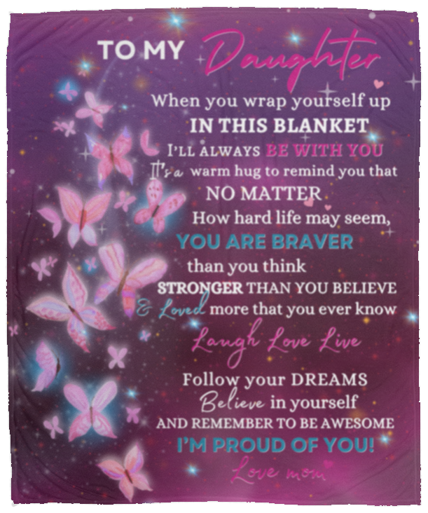 DAUGHTER BLANKET | GIRLS GIFT | PRETTY BUTTERFLY