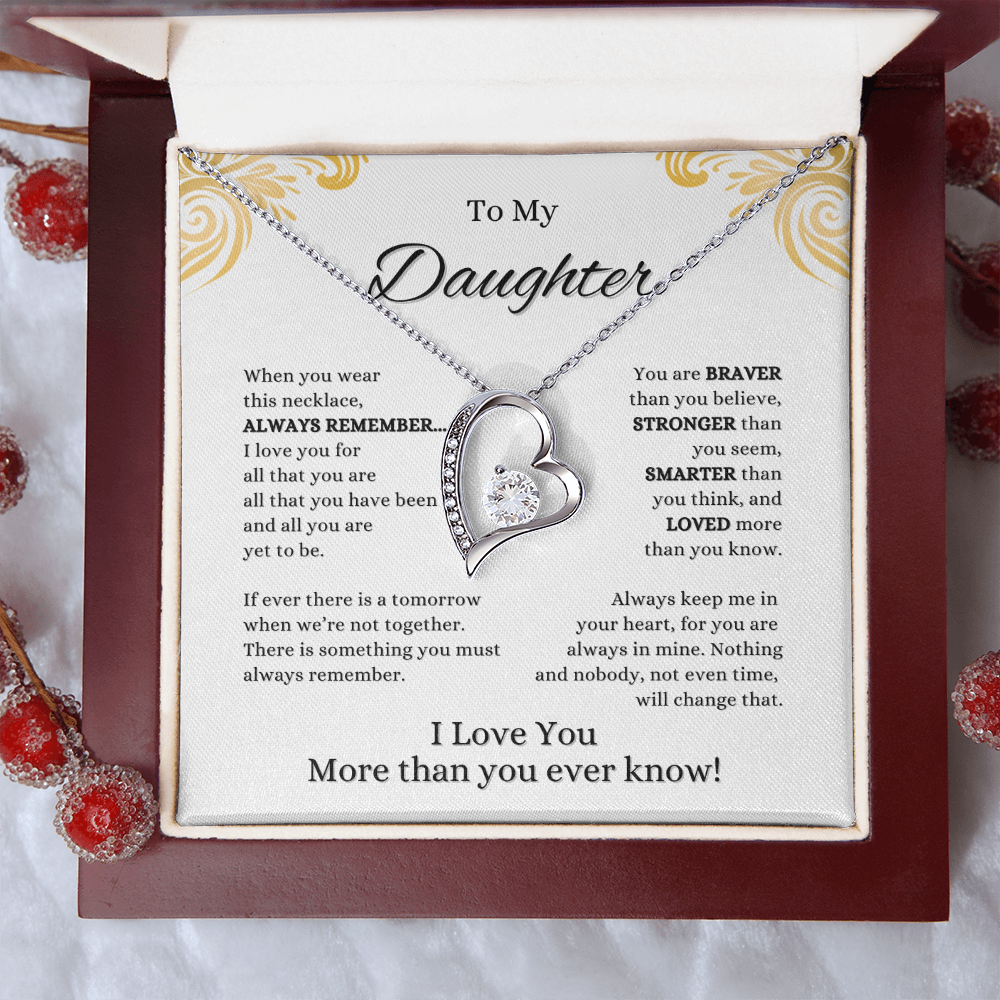 FOREVER LOVE BEAUTIFUL DAUGHTER NECKLACE | WHITE CARD | DAUGHTER GIFT