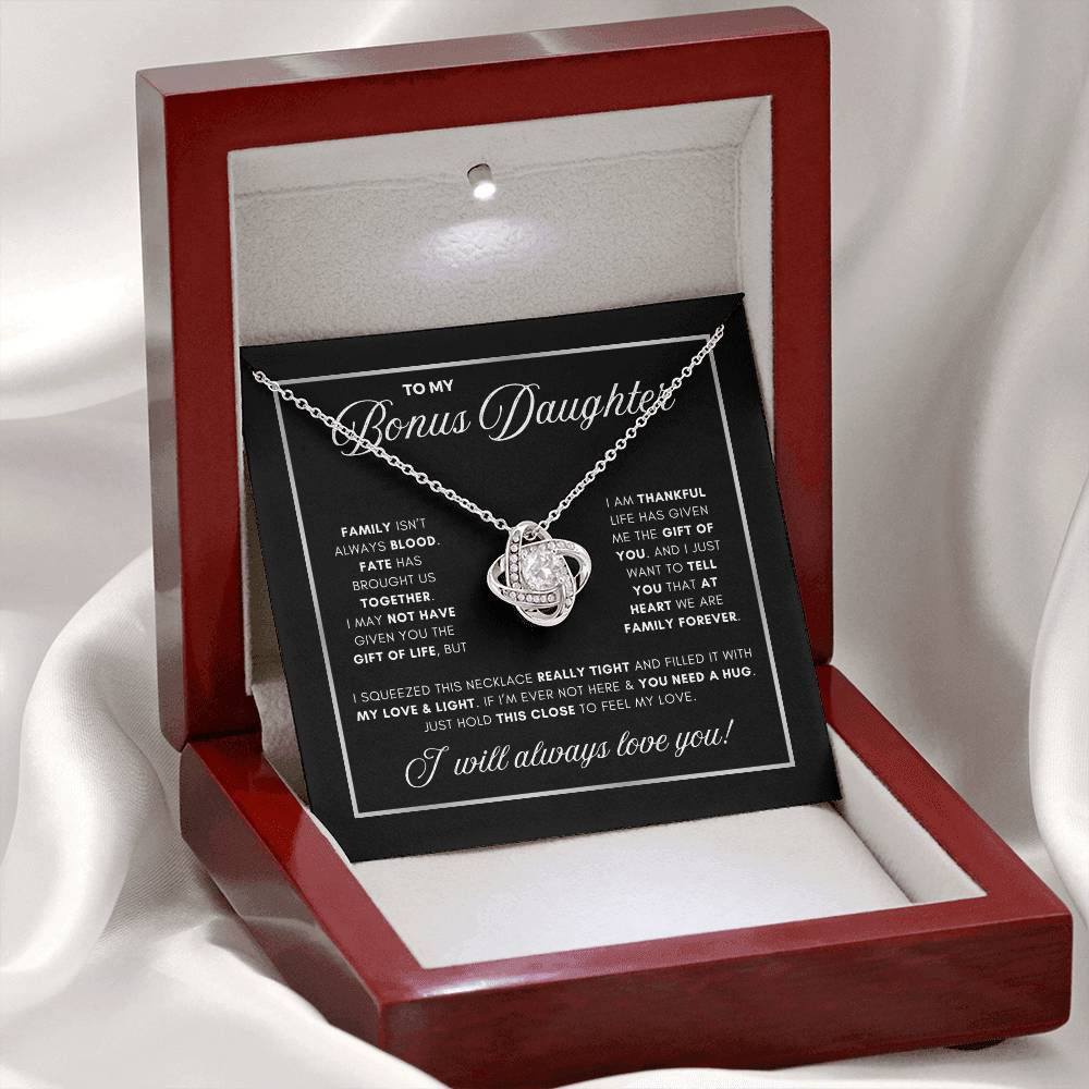 LOVE KNOT NECKLACE BEAUTIFUL BONUS DAUGHTER NECKLACE | MIDNIGHT CARD | DAUGHTER GIFT
