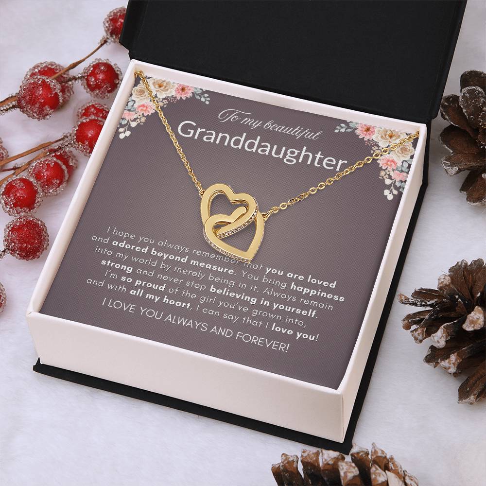 INTERLOCKING HEARTS GRANDDAUGHTER NECKLACE | DUSTED CARD | GRANDDAUGHTER GIFT