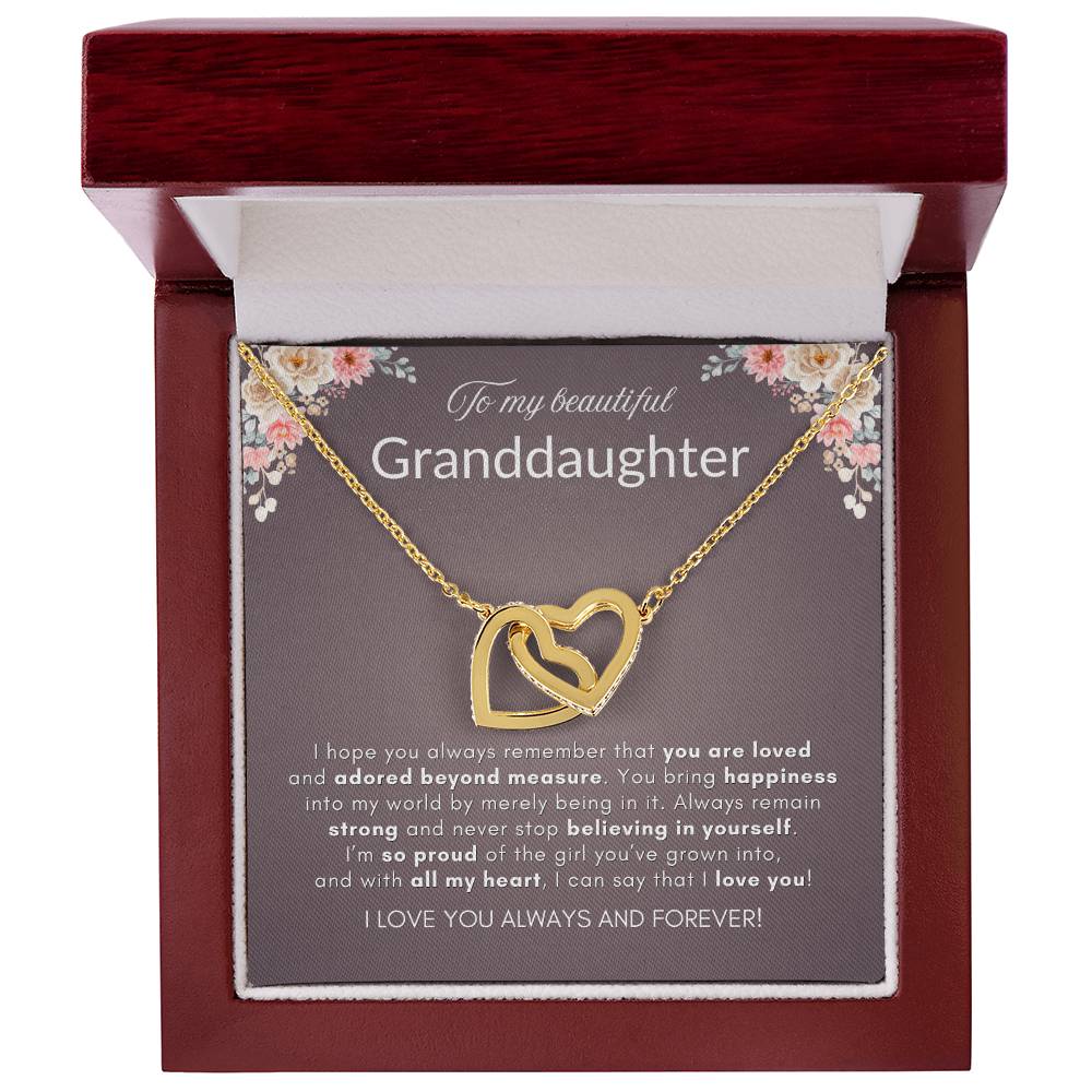 INTERLOCKING HEARTS GRANDDAUGHTER NECKLACE | DUSTED CARD | GRANDDAUGHTER GIFT
