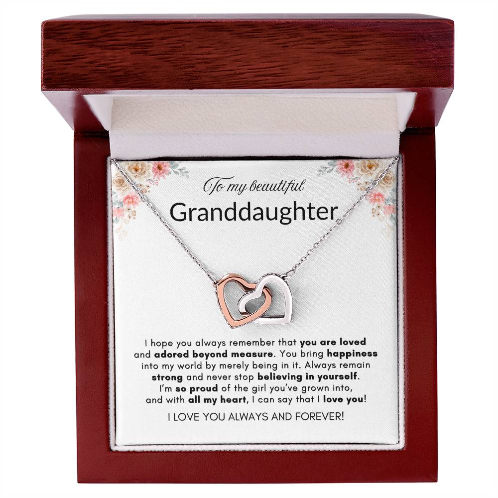 INTERLOCKING HEARTS GRANDDAUGHTER NECKLACE | WHITE CARD | GRANDDAUGHTER GIFT