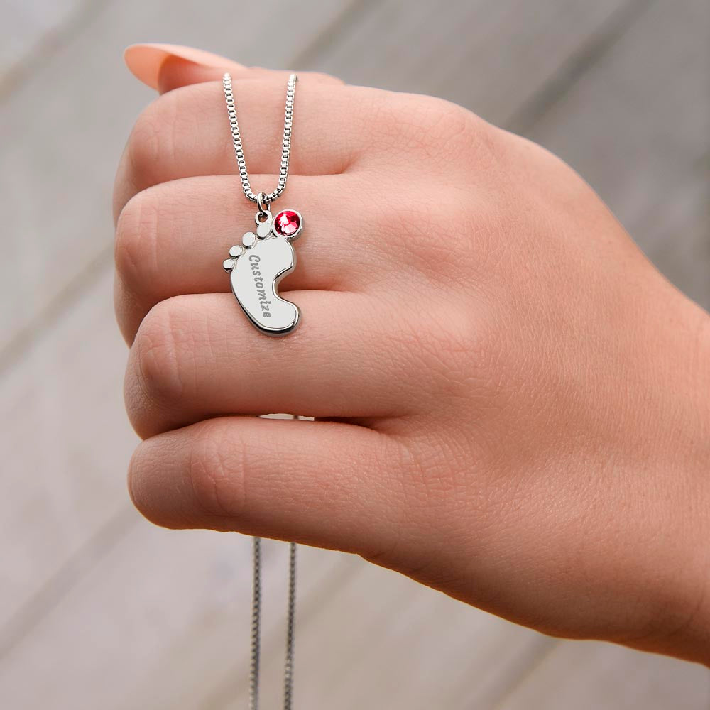 TINY BABY FOOTPRINT NECKLACE | NEW MOTHER GIFT | CUSTOMIZABLE GIFT