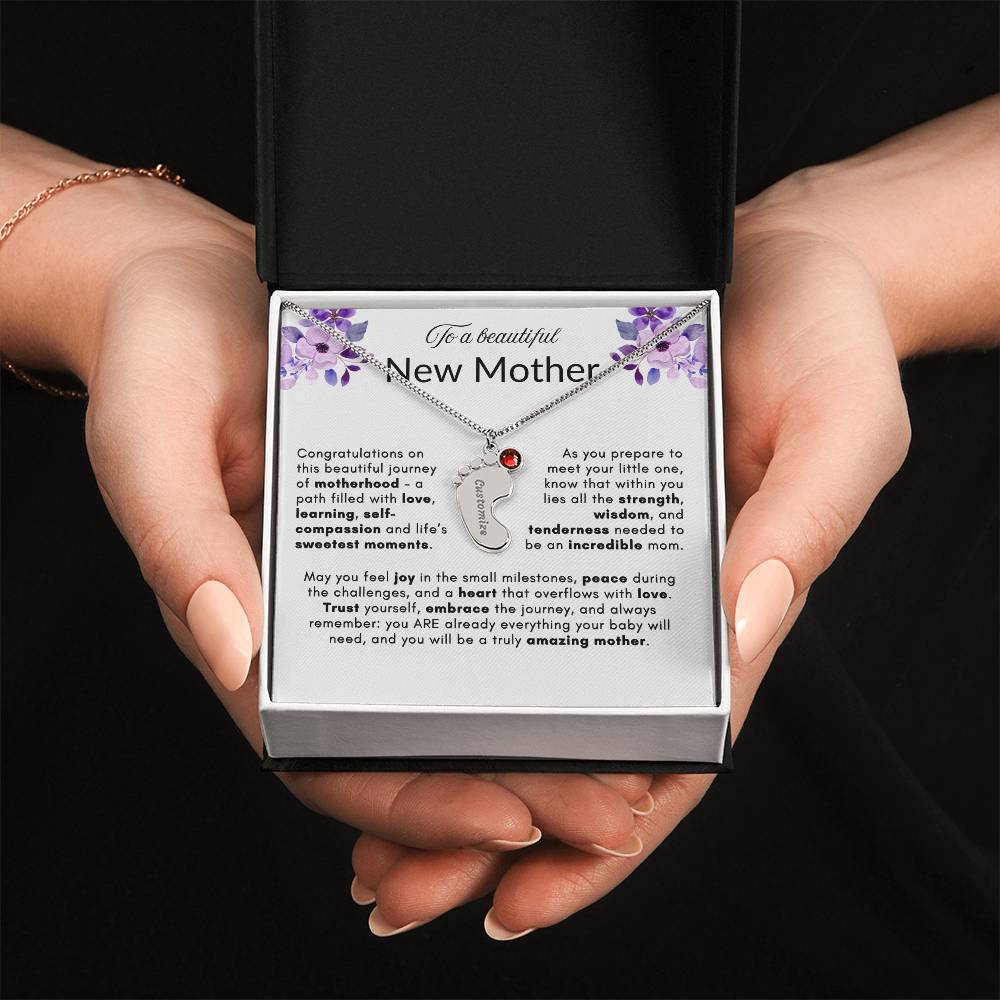 TINY BABY FOOTPRINT NECKLACE | NEW MOTHER GIFT | CUSTOMIZABLE GIFT