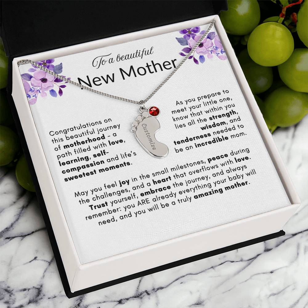 TINY BABY FOOTPRINT NECKLACE | NEW MOTHER GIFT | CUSTOMIZABLE GIFT