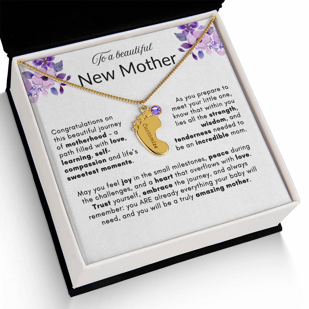 TINY BABY FOOTPRINT NECKLACE | NEW MOTHER GIFT | CUSTOMIZABLE GIFT