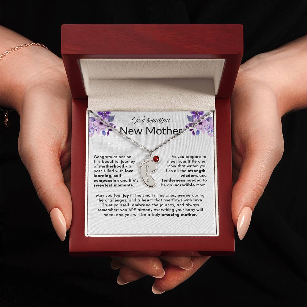 TINY BABY FOOTPRINT NECKLACE | NEW MOTHER GIFT | CUSTOMIZABLE GIFT
