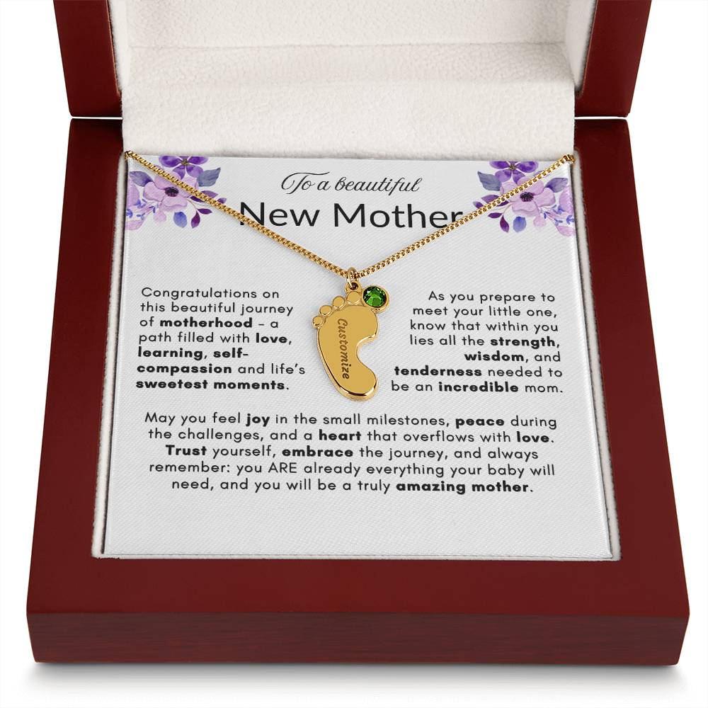 TINY BABY FOOTPRINT NECKLACE | NEW MOTHER GIFT | CUSTOMIZABLE GIFT
