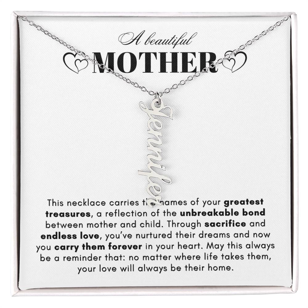 ON MY HEART VERTICAL NAME NECKLACE | MOTHER GIFT | CUSTOMIZABLE GIFT