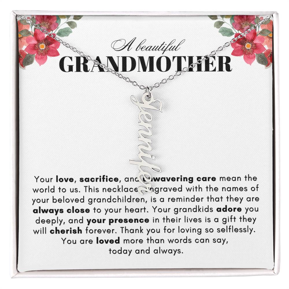 ON MY HEART VERTICAL NAME NECKLACE | GRANDMOTHER GIFT | CUSTOMIZABLE GIFT