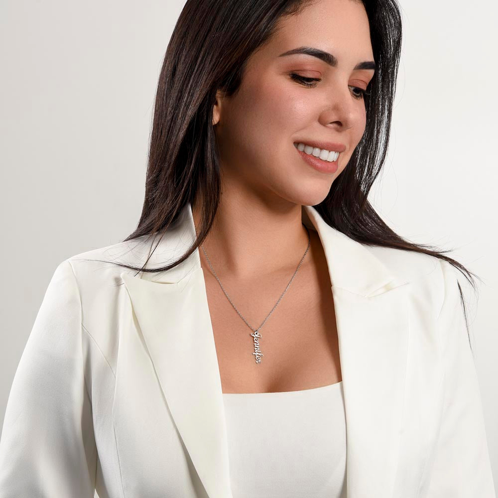 ON MY HEART VERTICAL NAME NECKLACE | MOTHER GIFT | CUSTOMIZABLE GIFT