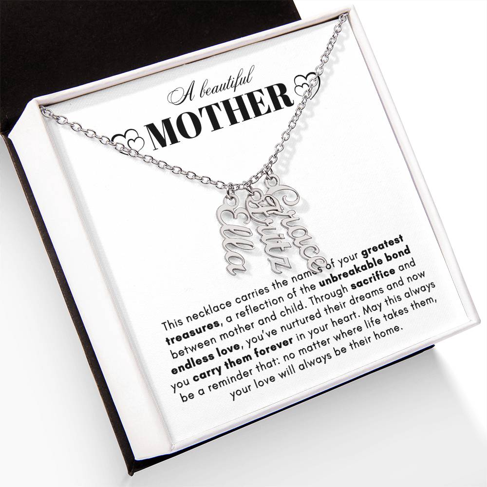 ON MY HEART VERTICAL NAME NECKLACE | MOTHER GIFT | CUSTOMIZABLE GIFT