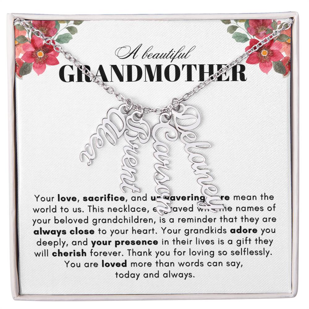 ON MY HEART VERTICAL NAME NECKLACE | GRANDMOTHER GIFT | CUSTOMIZABLE GIFT