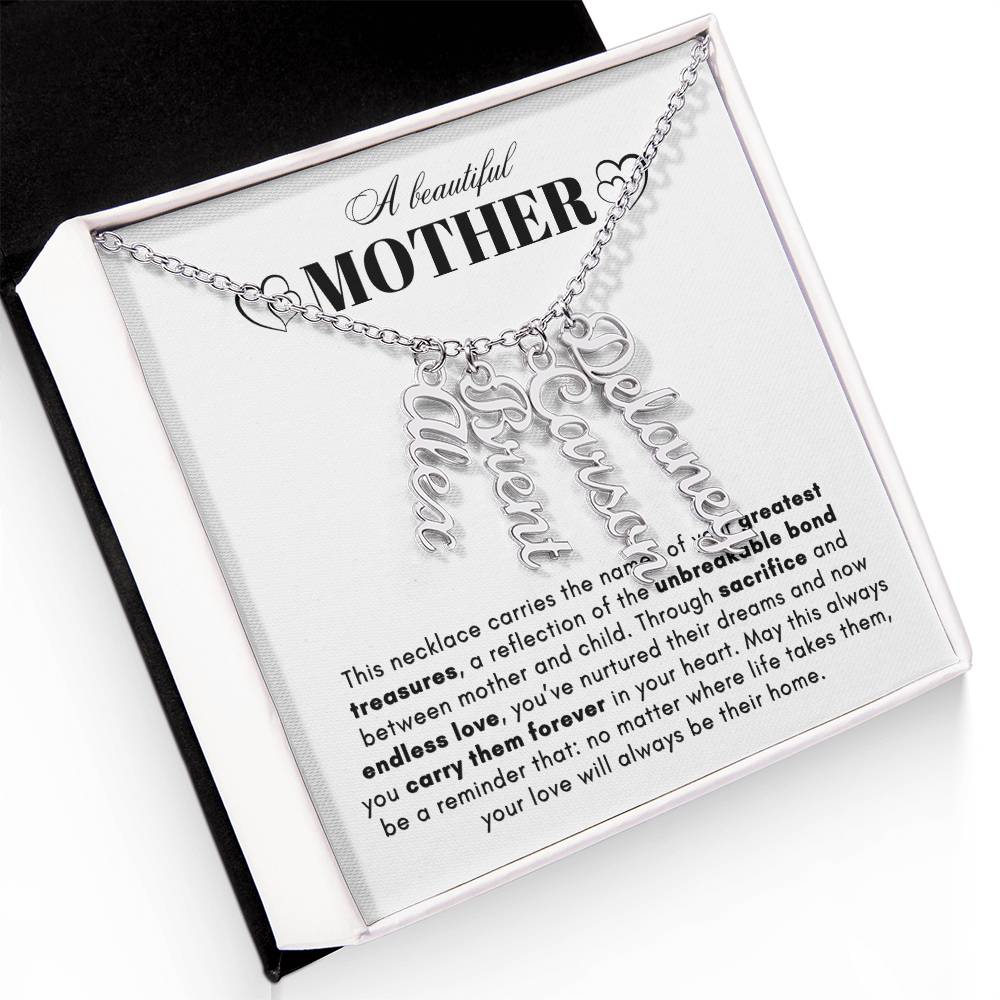 ON MY HEART VERTICAL NAME NECKLACE | MOTHER GIFT | CUSTOMIZABLE GIFT