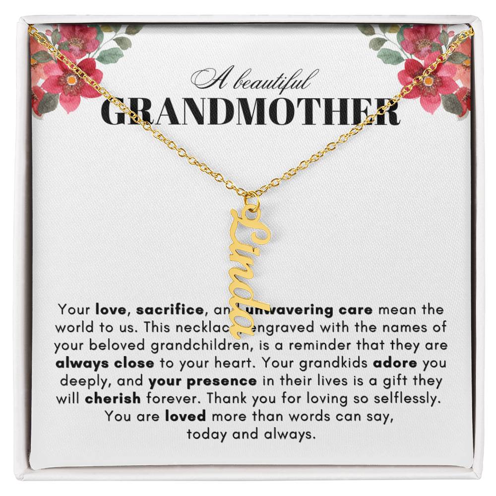 ON MY HEART VERTICAL NAME NECKLACE | GRANDMOTHER GIFT | CUSTOMIZABLE GIFT