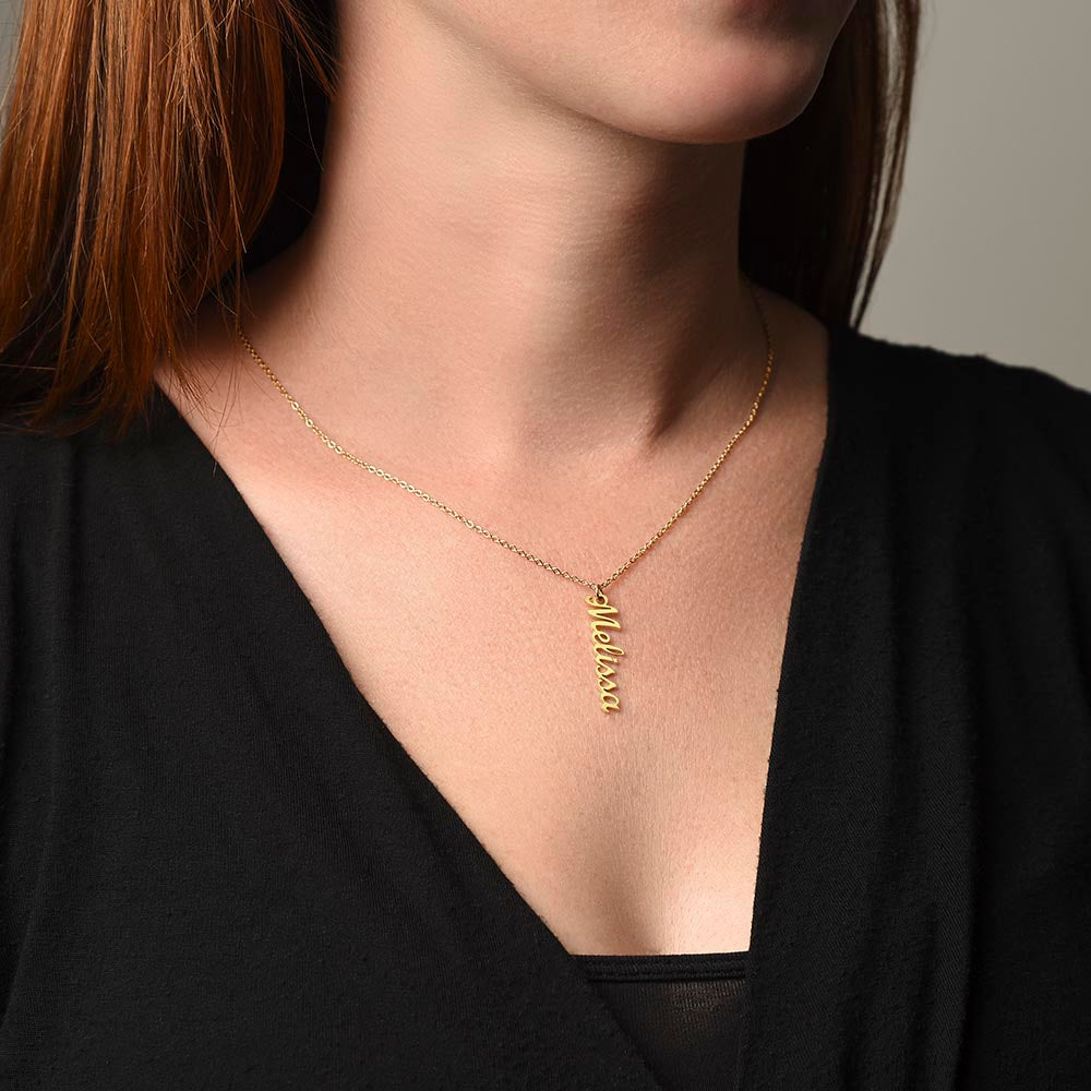 ON MY HEART VERTICAL NAME NECKLACE | MOTHER GIFT | CUSTOMIZABLE GIFT