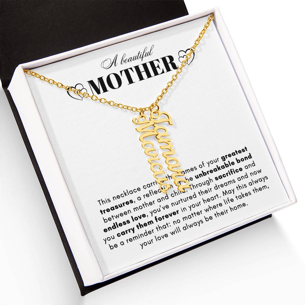 ON MY HEART VERTICAL NAME NECKLACE | MOTHER GIFT | CUSTOMIZABLE GIFT