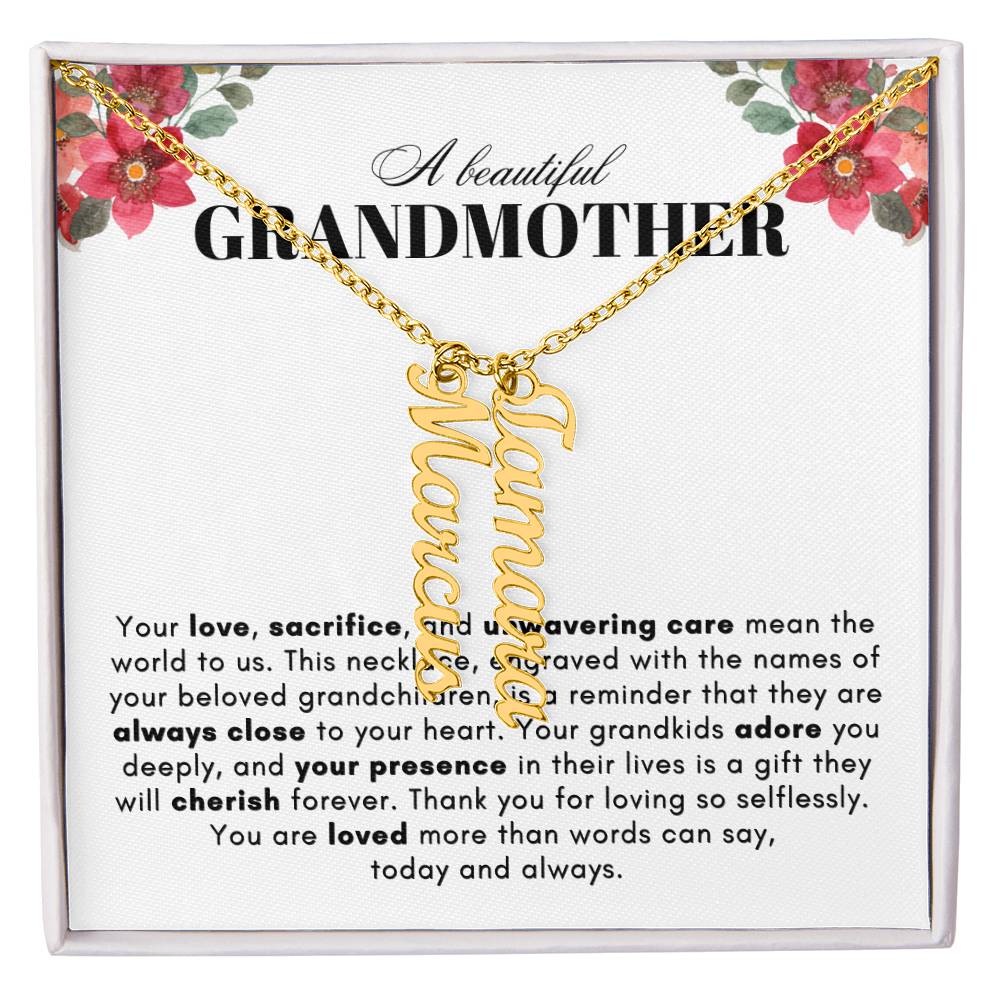 ON MY HEART VERTICAL NAME NECKLACE | GRANDMOTHER GIFT | CUSTOMIZABLE GIFT