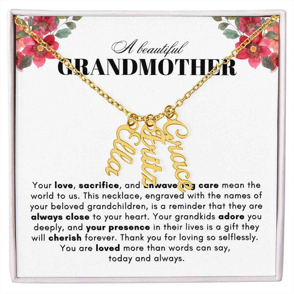 ON MY HEART VERTICAL NAME NECKLACE | GRANDMOTHER GIFT | CUSTOMIZABLE GIFT