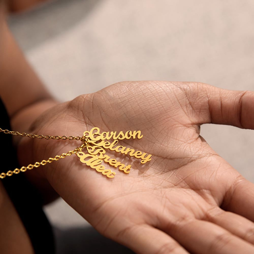 ON MY HEART VERTICAL NAME NECKLACE | GRANDMOTHER GIFT | CUSTOMIZABLE GIFT