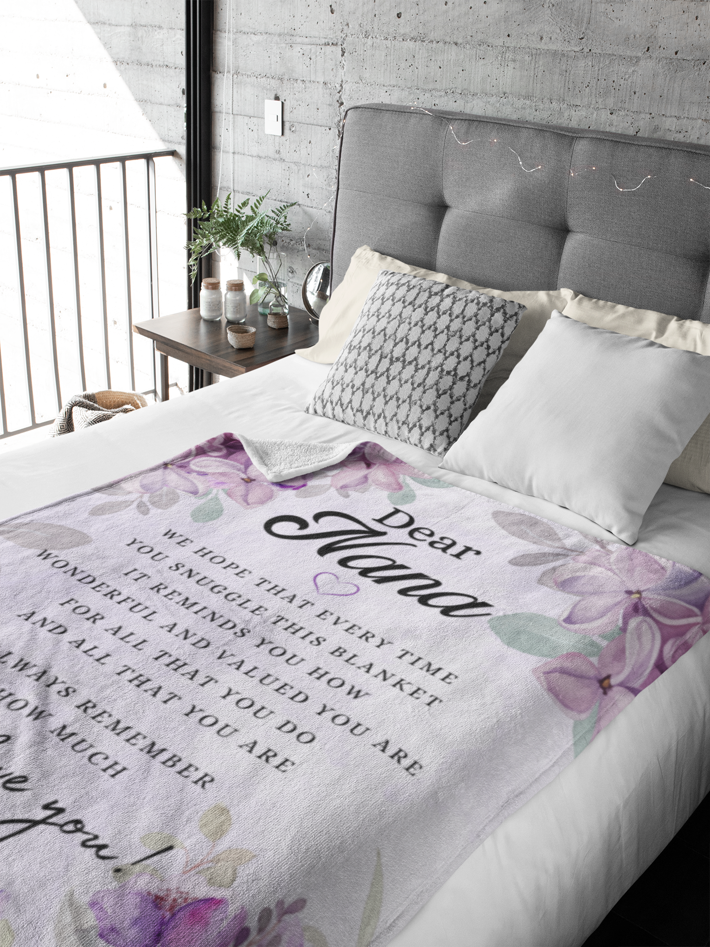 NANA FLOWER BLANKET | CHRISTMAS GIFT | LILAC BRIGHT