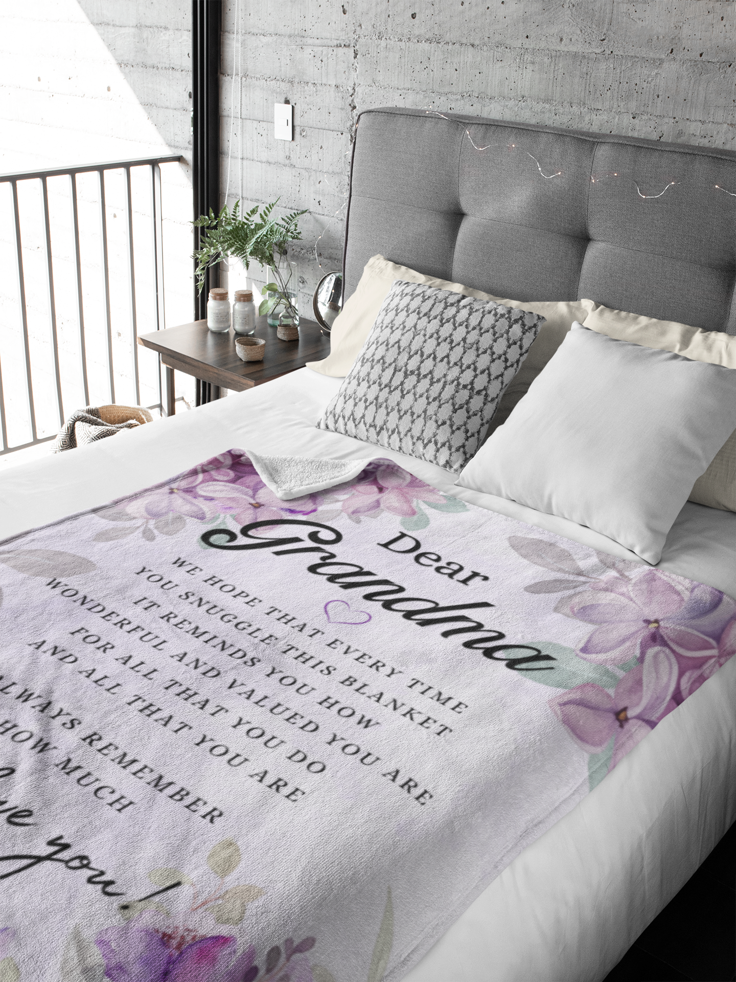 GRANDMA FLOWER BLANKET | CHRISTMAS GIFT | LILAC BRIGHT