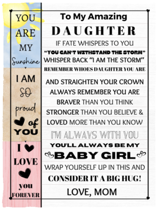 DAUGHTER BLANKET | GIRLS GIFT | MY SUNSHINE