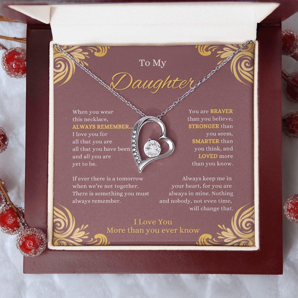 FOREVER LOVE BEAUTIFUL DAUGHTER NECKLACE | ROSE CARD | DAUGHTER GIFT