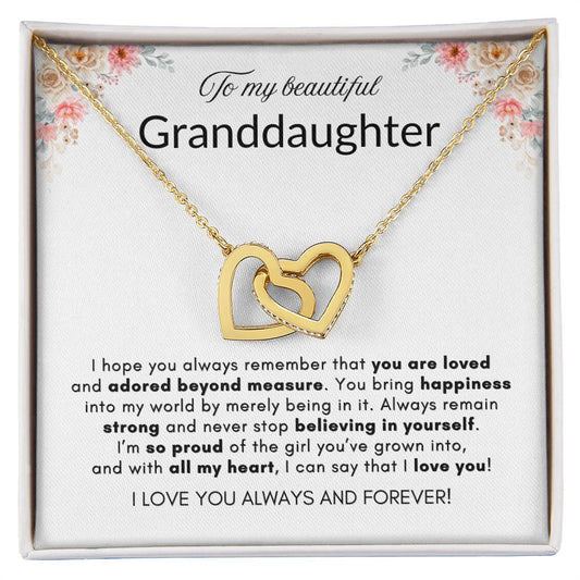 INTERLOCKING HEARTS GRANDDAUGHTER NECKLACE | WHITE CARD | GRANDDAUGHTER GIFT