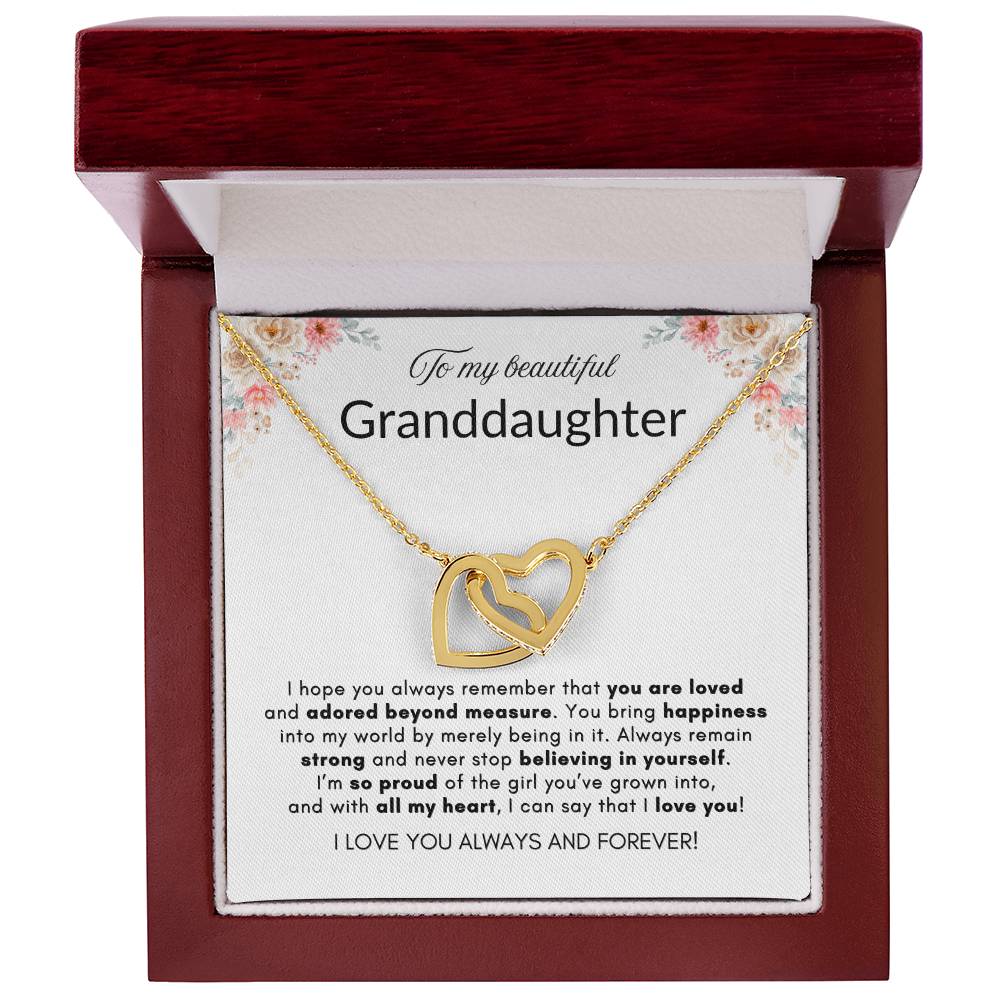 INTERLOCKING HEARTS GRANDDAUGHTER NECKLACE | WHITE CARD | GRANDDAUGHTER GIFT