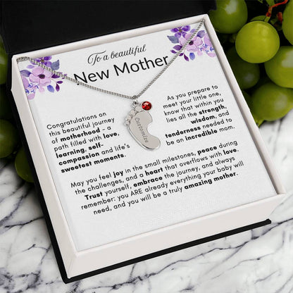 TINY BABY FOOTPRINT NECKLACE | NEW MOTHER GIFT | CUSTOMIZABLE GIFT