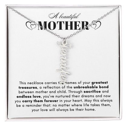 ON MY HEART VERTICAL NAME NECKLACE | MOTHER GIFT | CUSTOMIZABLE GIFT