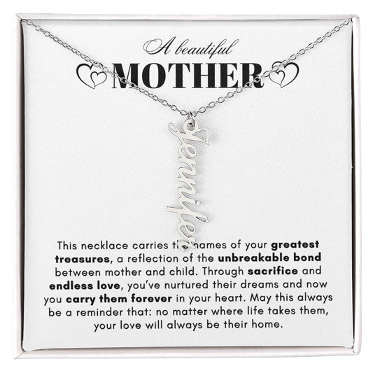 ON MY HEART VERTICAL NAME NECKLACE | MOTHER GIFT | CUSTOMIZABLE GIFT