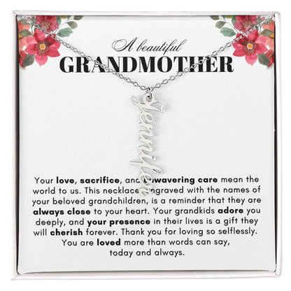ON MY HEART VERTICAL NAME NECKLACE | GRANDMOTHER GIFT | CUSTOMIZABLE GIFT