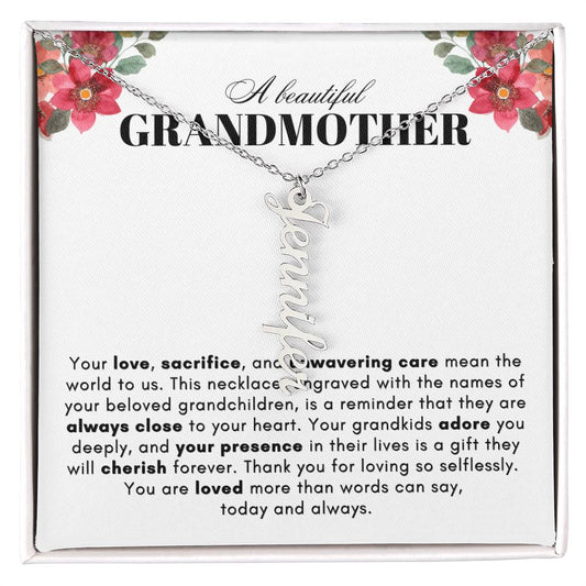 ON MY HEART VERTICAL NAME NECKLACE | GRANDMOTHER GIFT | CUSTOMIZABLE GIFT