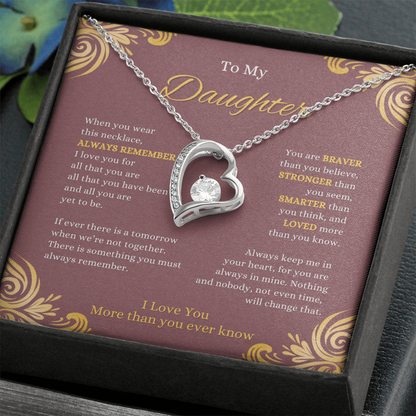FOREVER LOVE BEAUTIFUL DAUGHTER NECKLACE | ROSE CARD | DAUGHTER GIFT