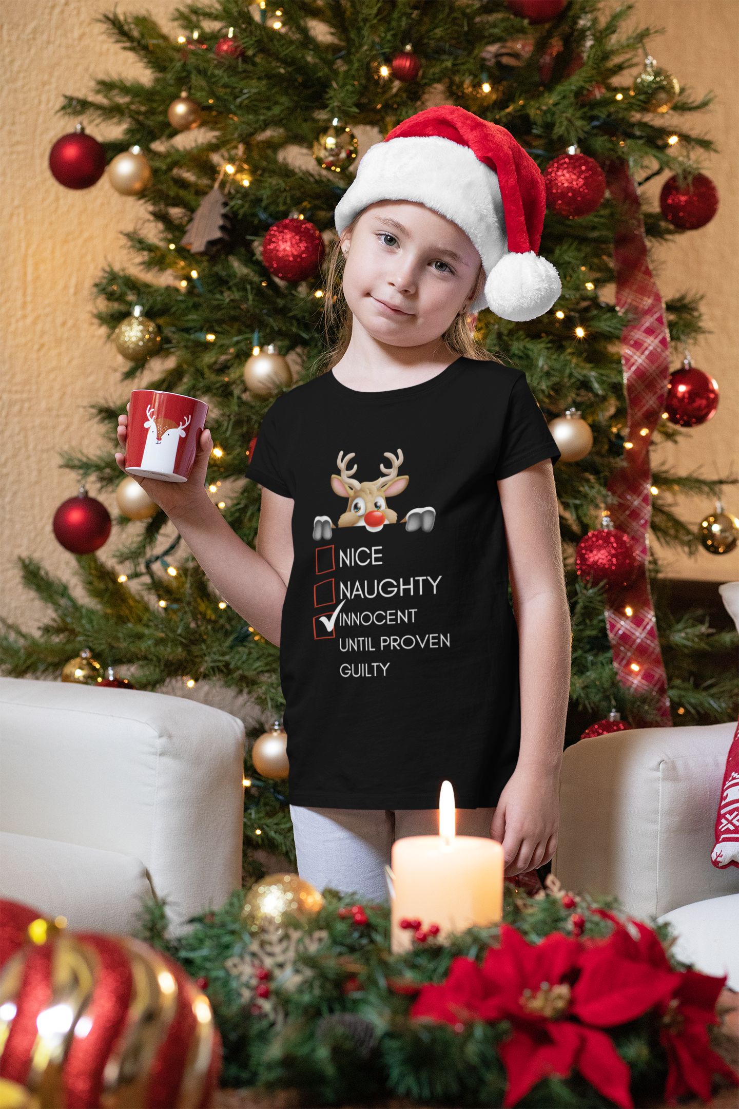 NICE NAUGHTY CHRISTMAS TODDLER T-SHIRT | DAUGHTER GIFT